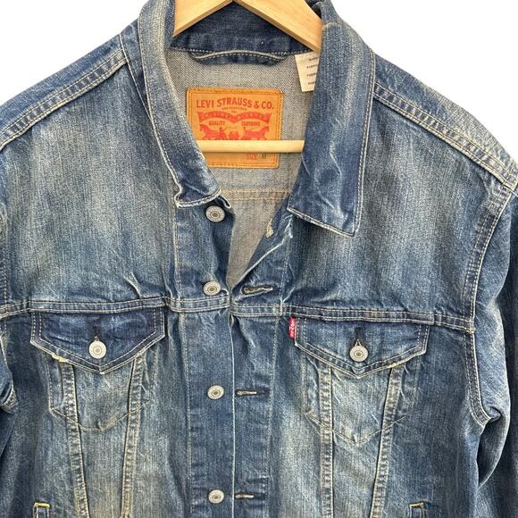 Levi's Blue Jean Denim Button Down Trucker Jacket Men Medium - Picture 2 of 9